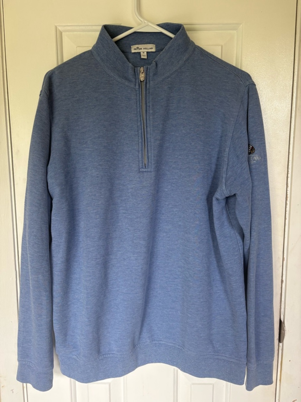 Peter Millar Men's Heathered Blue Quarter-Zip Pullover